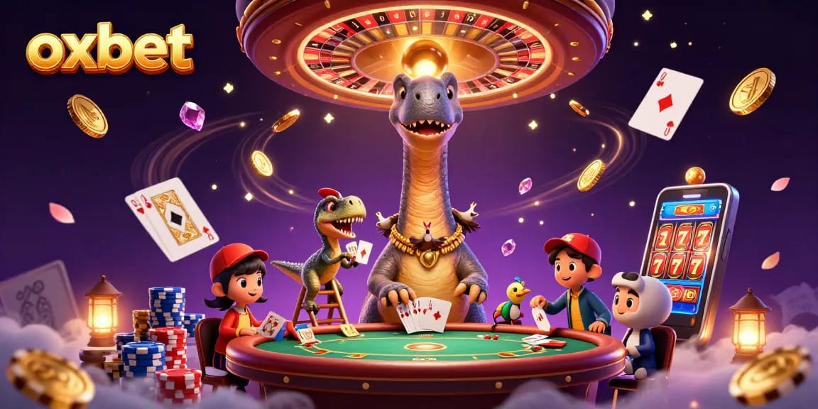 Experience thrilling gaming action with oxbet, featuring vibrant casino characters and dynamic game elements.