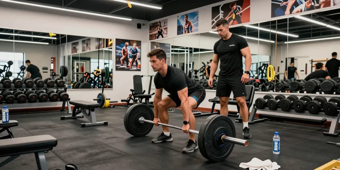 Muscular athlete lifting weights in a modern gym, showcasing Prime Pharma Steroiden effectiveness for muscle growth.