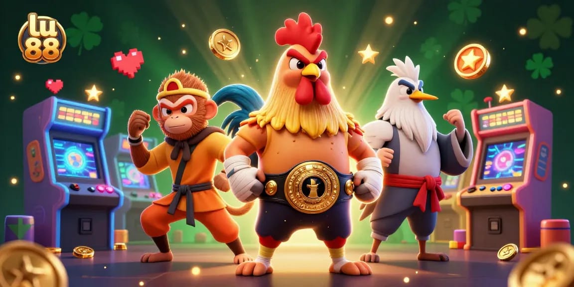 Experience excitement with lu 88 in this vibrant 3D casino illustration featuring dynamic game elements.