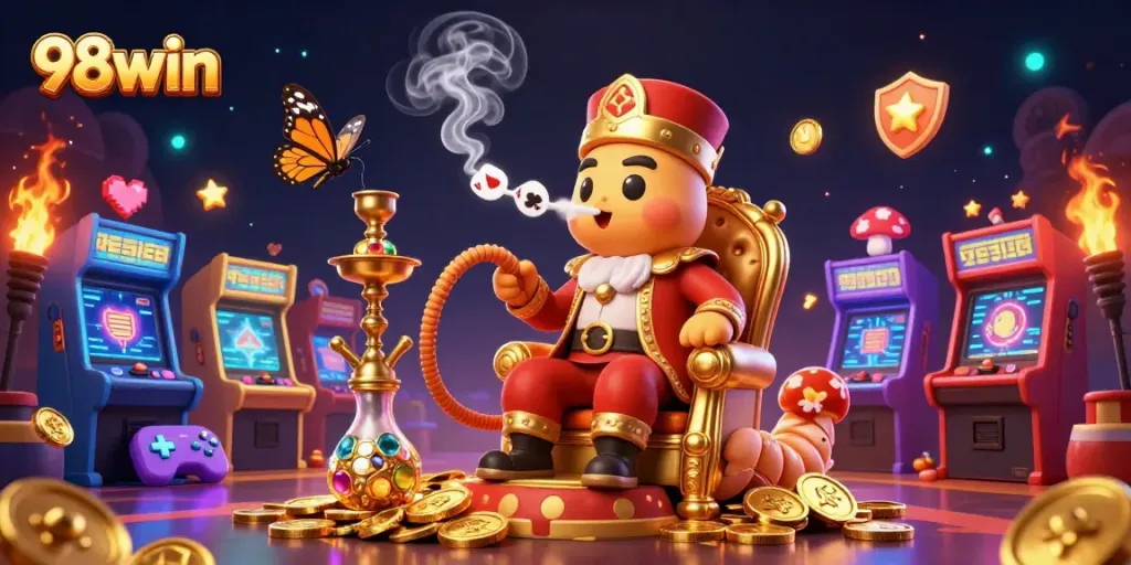 Spin the reels with 98win's thrilling casino adventure in a vibrant, engaging gaming scene.
