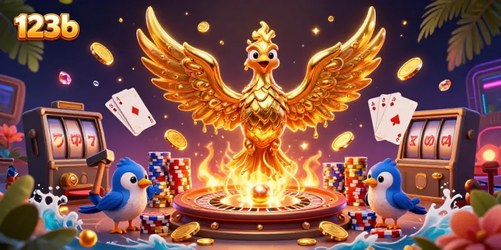 Experience the thrill of slots with 123b as a molten phoenix ignites the casino action!