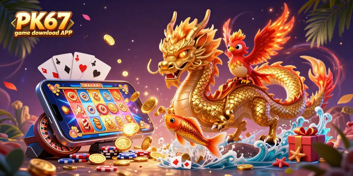 Experience the excitement of the PK67 game download APK with vibrant scenes of casino elements.