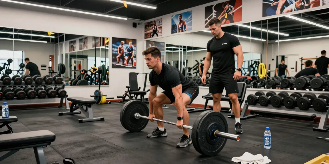 Muscular athlete lifting weights in a modern gym, showcasing Prime Pharma Steroiden effectiveness for muscle growth.