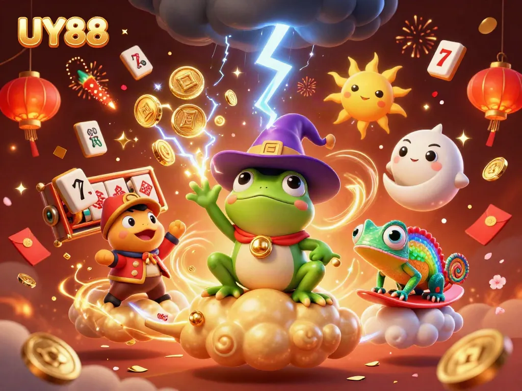 Experience the thrill of UY88 with vibrant characters and exciting casino elements.