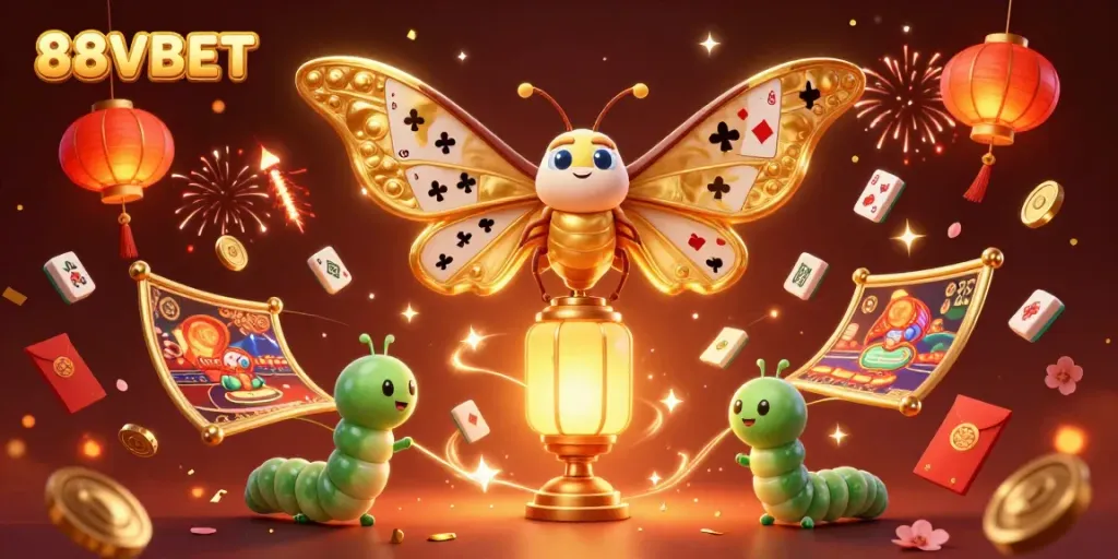 Experience the thrill of 88VBET with a festive 3D casino illustration showcasing vibrant gaming elements.