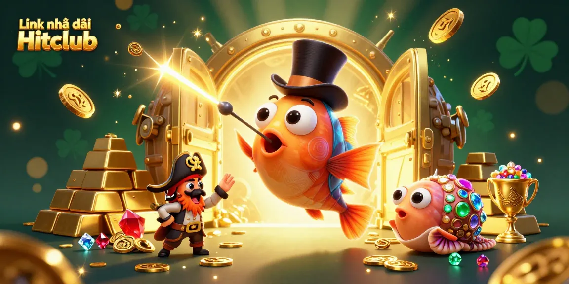 Experience the thrill with Link nhà cái Hitclub in this dynamic underwater casino scene featuring 3D characters.