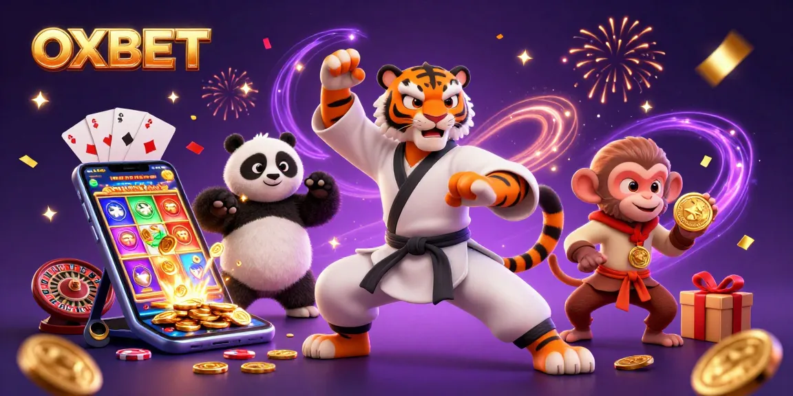 Engage with OXBET: a dynamic 3D scene showcasing casino excitement and gameplay.