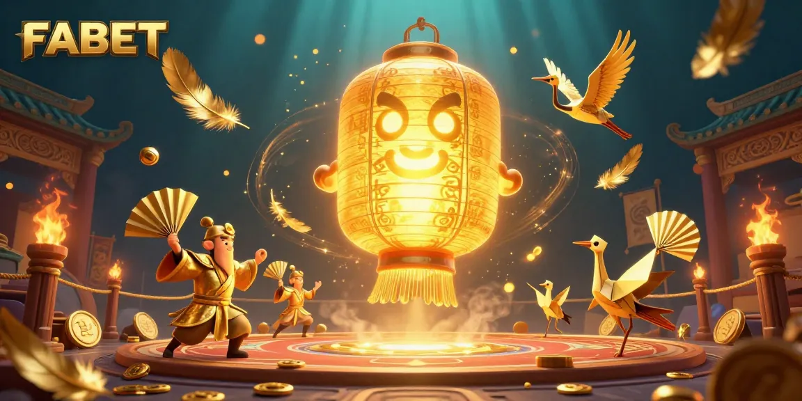 Experience excitement at FABET's dynamic casino scene featuring impressive golden spirits and festive decor.