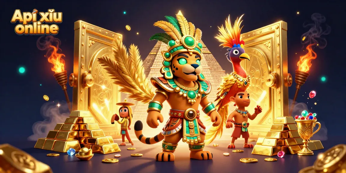 Play App tài xỉu online surrounded by treasures and vibrant casino elements.