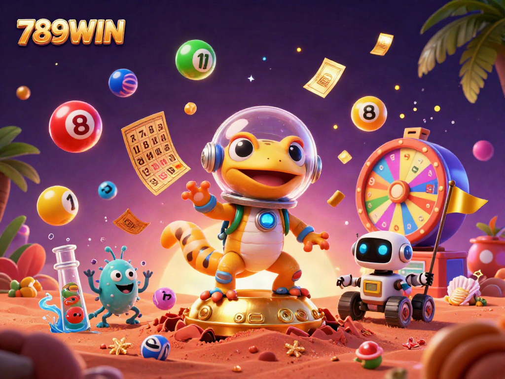 Engage in exciting winning moments with 789WIN in this vibrant casino-themed illustration.