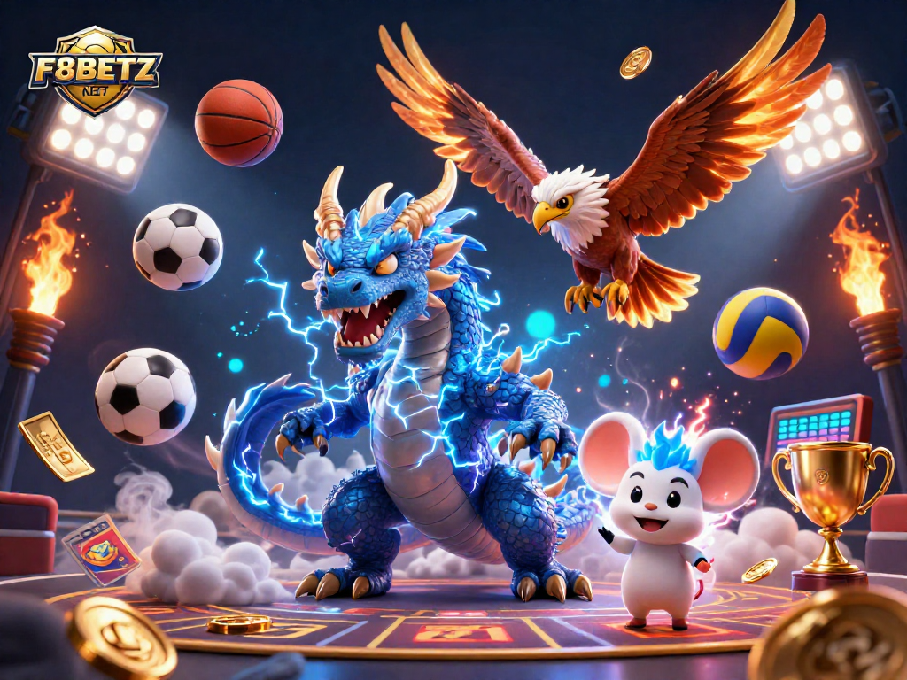Engage in thrilling action at F8BETZ NET with an electrifying 3D illustration of casino excitement.