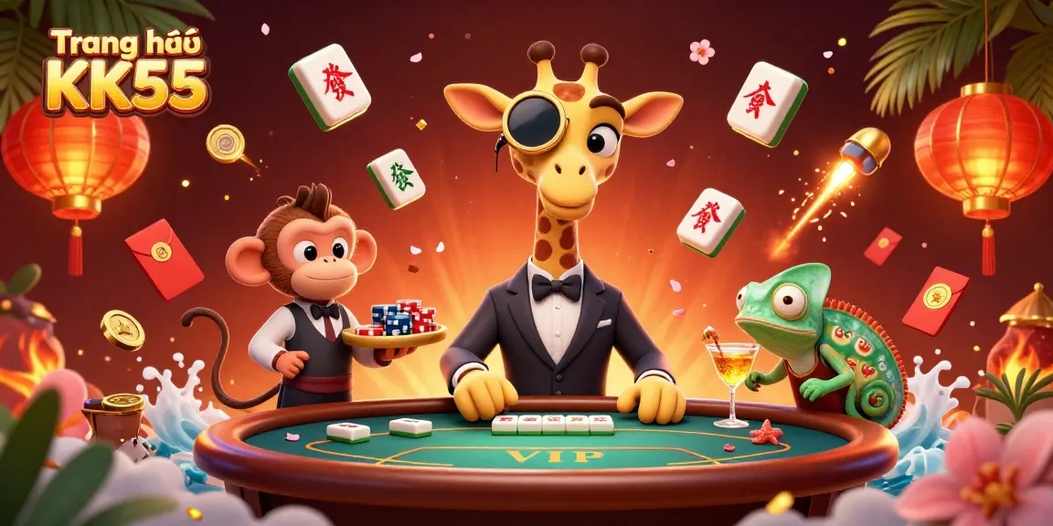Experience winning at Trang chủ KK55 with vibrant gaming characters and dynamic casino elements.