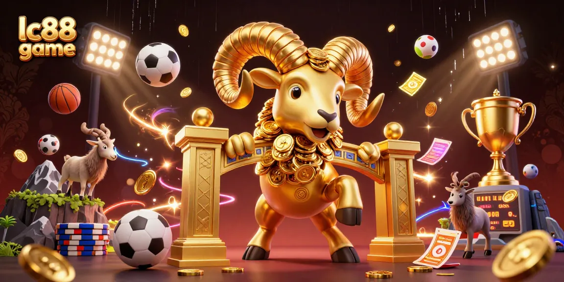 Experience lc88 game excitement with a dynamic scene of golden ram and sports elements!