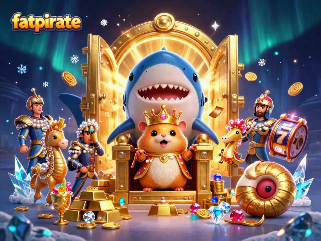 Experience a thrilling fatpirate casino adventure with golden gems, spinning reels, and a lively throne scene.