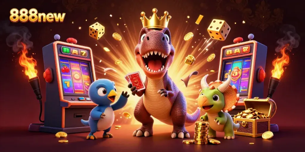 Experience jackpot thrills with the playful 888new characters at the lively casino.