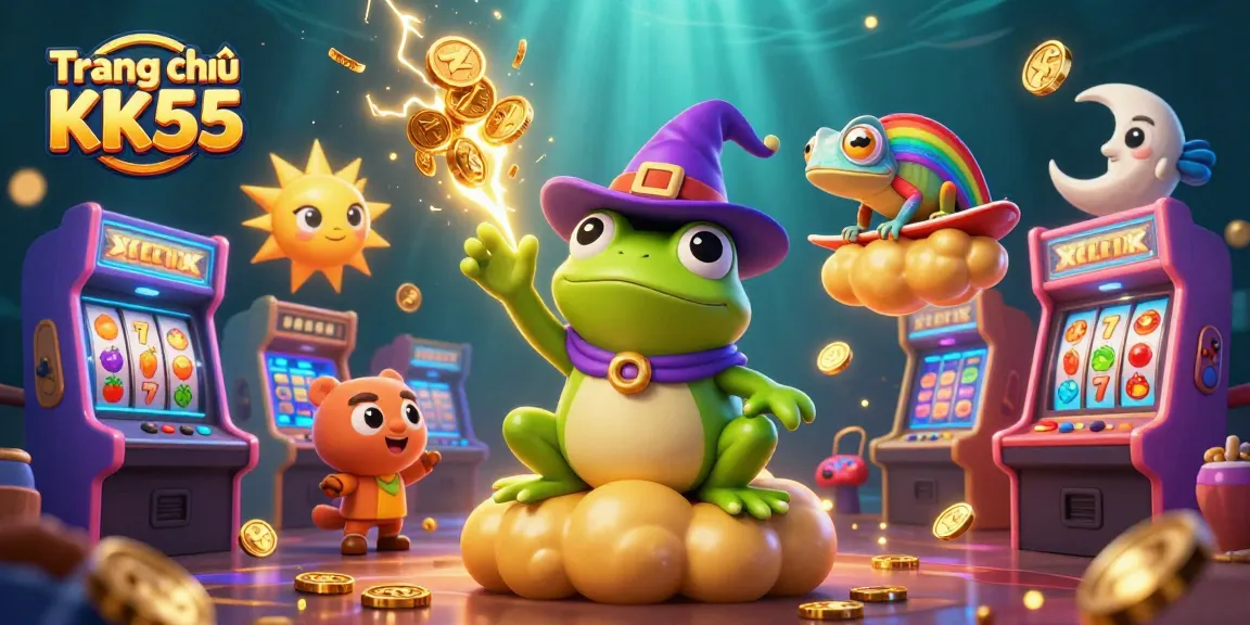 Experience the excitement of gambling at Trang chủ KK55 with dynamic casino-themed characters and gold coins.