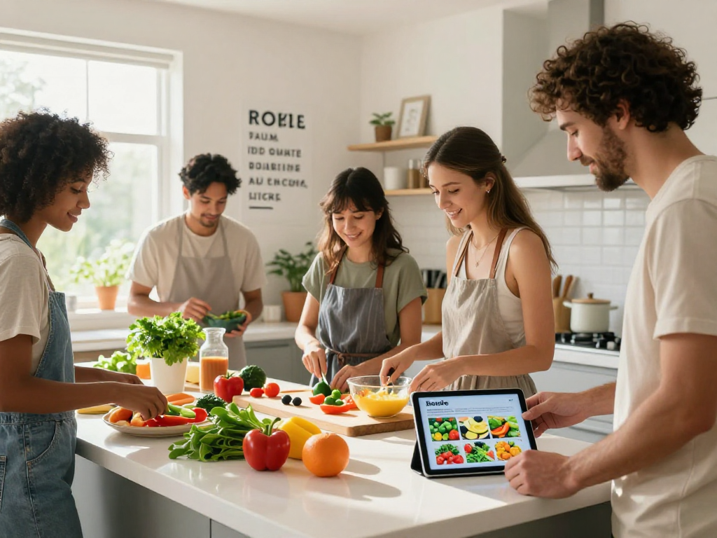 Preparing healthy meals with rokok88 in a vibrant kitchen.