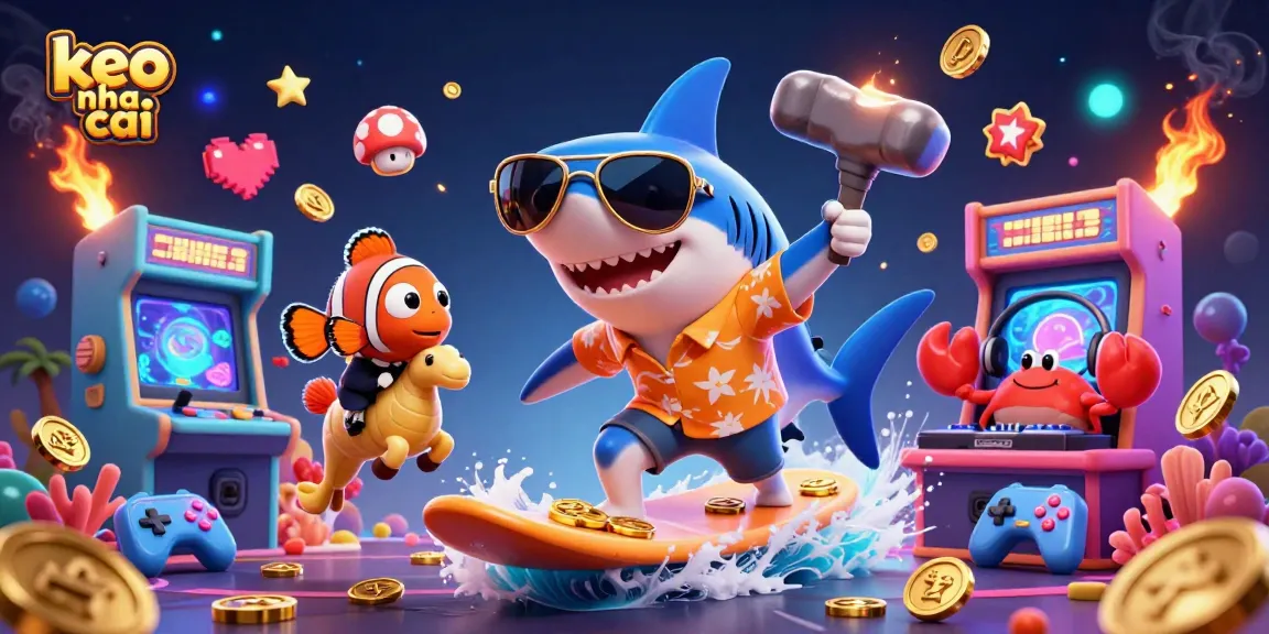 Bet on keo nha cai with a vibrant cartoon gaming scene showcasing fun characters and casino elements.