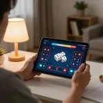 Play thrilling taixiuonline games on a tablet in a cozy home setting while reviewing strategies