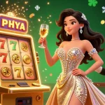 Engage with thrilling online casinos showcasing a glamorous woman celebrating by a jackpot slot machine.