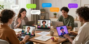 Users engaging on CrushOn.AI for character ai nsfw roleplay, showcasing personalized avatars and vibrant chat bubbles.