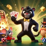 Experience thrilling gaming at 8LIVE with a lively illustration showcasing an animated casino scene filled with excitement and winning.