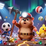 Experience the thrill of lolajack casino with a treasure hunter mole and canary in a vibrant gambling scene.