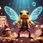 Engage with 8live’s exciting gambling universe featuring a 3D rock star, beetle drummer, and vibrant casino elements.