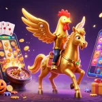 Spin and win with thrilling action at 888new com, featuring a golden rooster and casino elements