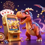 Witness 555win's thrilling jackpot moment with dynamic casino characters and festive elements.